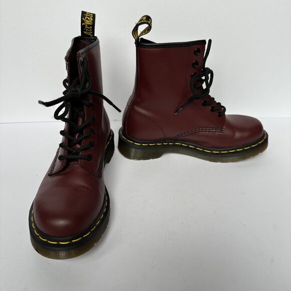 Dr. Martens Shoes - NWOB Dr. Martens Smooth Cherry Red Leather Combat Boots Size 6